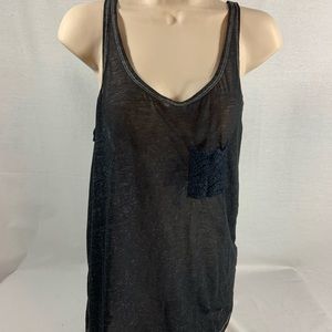 Black Muscle Tank with crocheted pocket💪